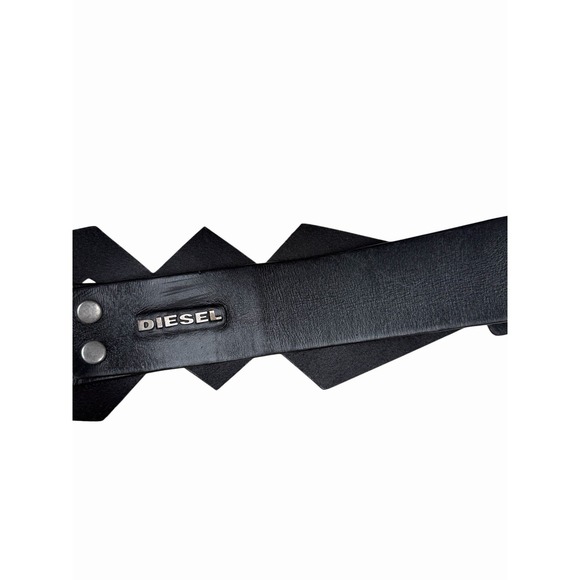 DIESEL Black Wide Leather Belt Geometric Cut Out 100% Cow Leather Sz 90 cm main image 5